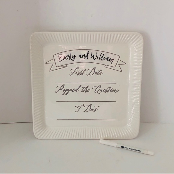 Mud Pie Personalized Wedding Plate ~ 11” Square - Picture 7 of 8